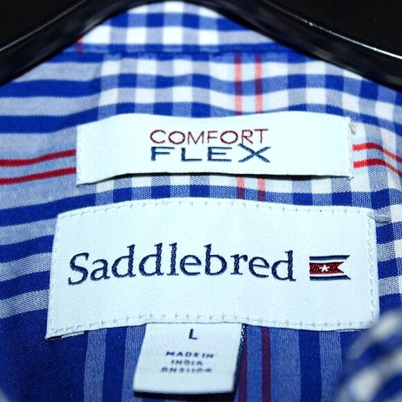 Saddlebred Comfort Flex Plaid Shirt - Size L - Blue - Picture 2 of 4